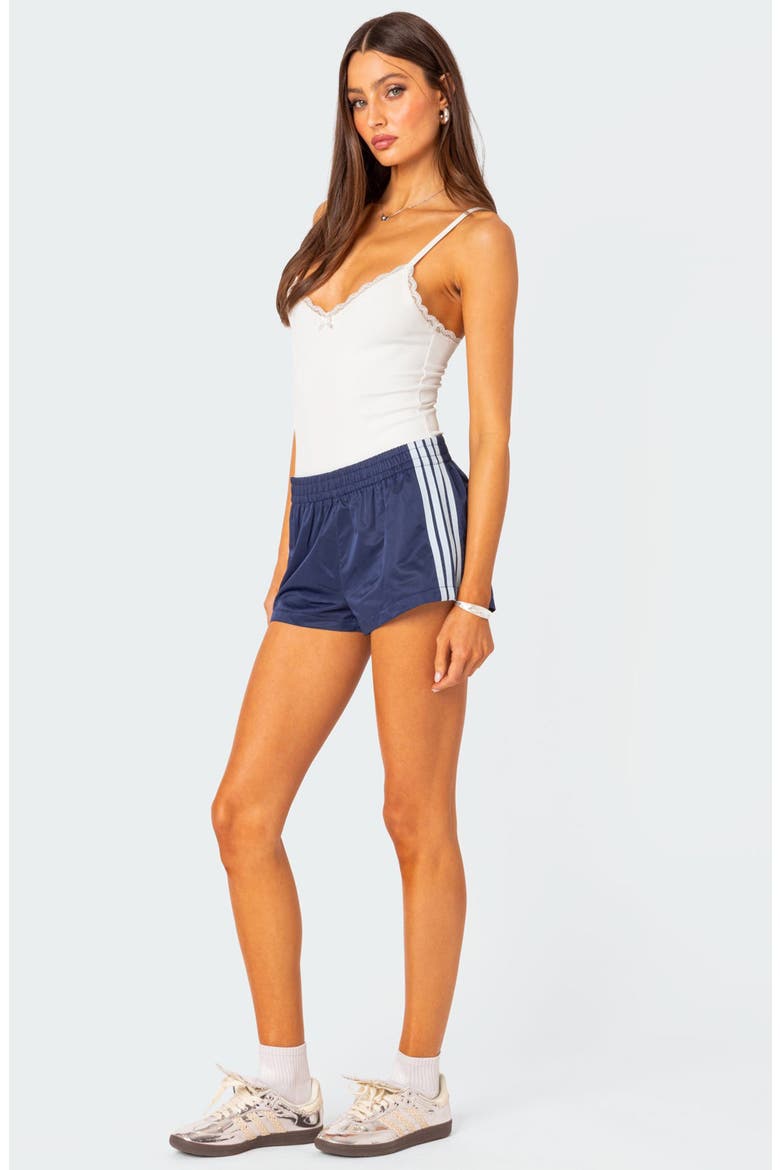 Nikki Stripe Nylon Shorts, Alternate, color, NAVY