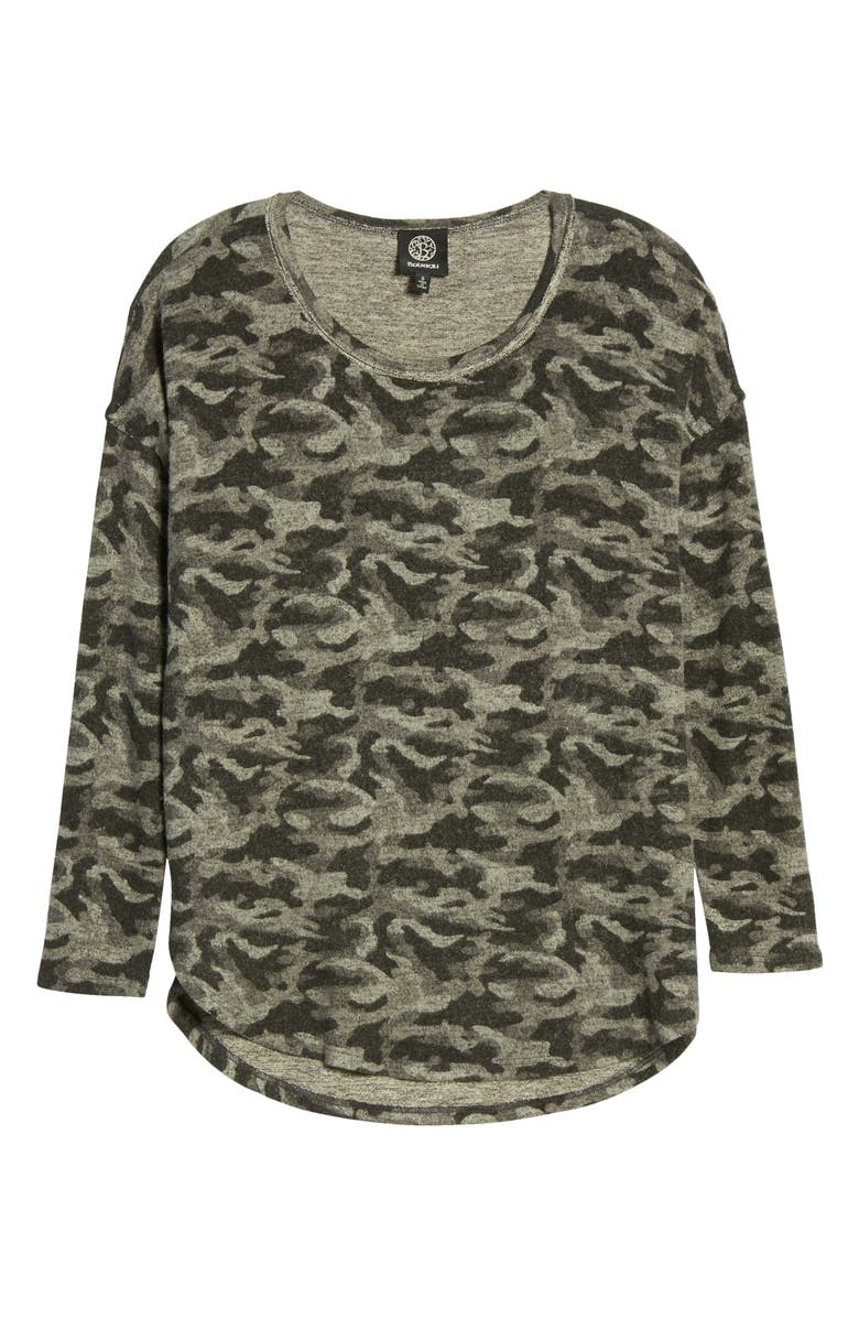 Bobeau Rib Long Sleeve Fuzzy Top, Alternate, color,