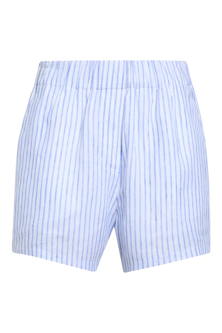Casey Striped Linen Shorts, Alternate, color, WHITE/ CLASSIC BLUE