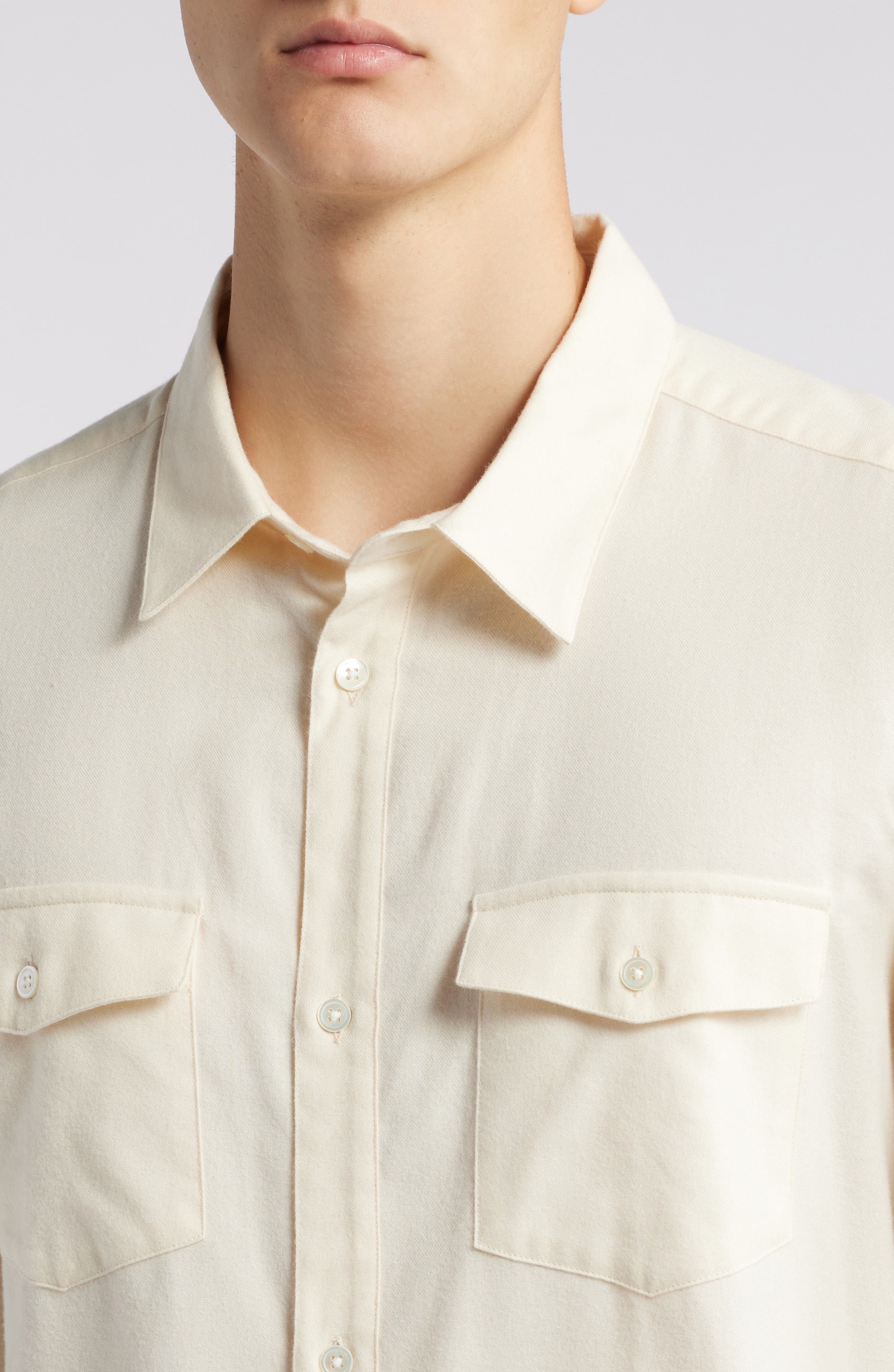 Cotton & Merino Wool Button-Up Shirt - image 4