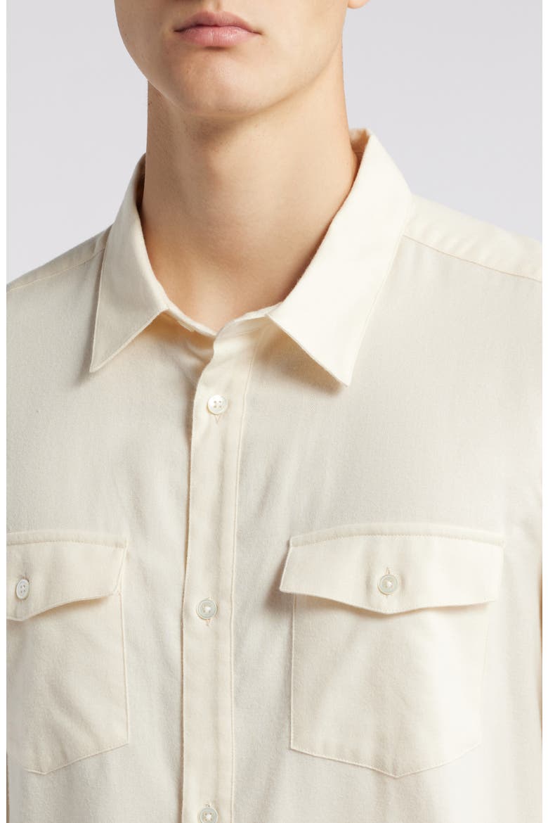 Cotton & Merino Wool Button-Up Shirt, Alternate, color, OFF WHITE