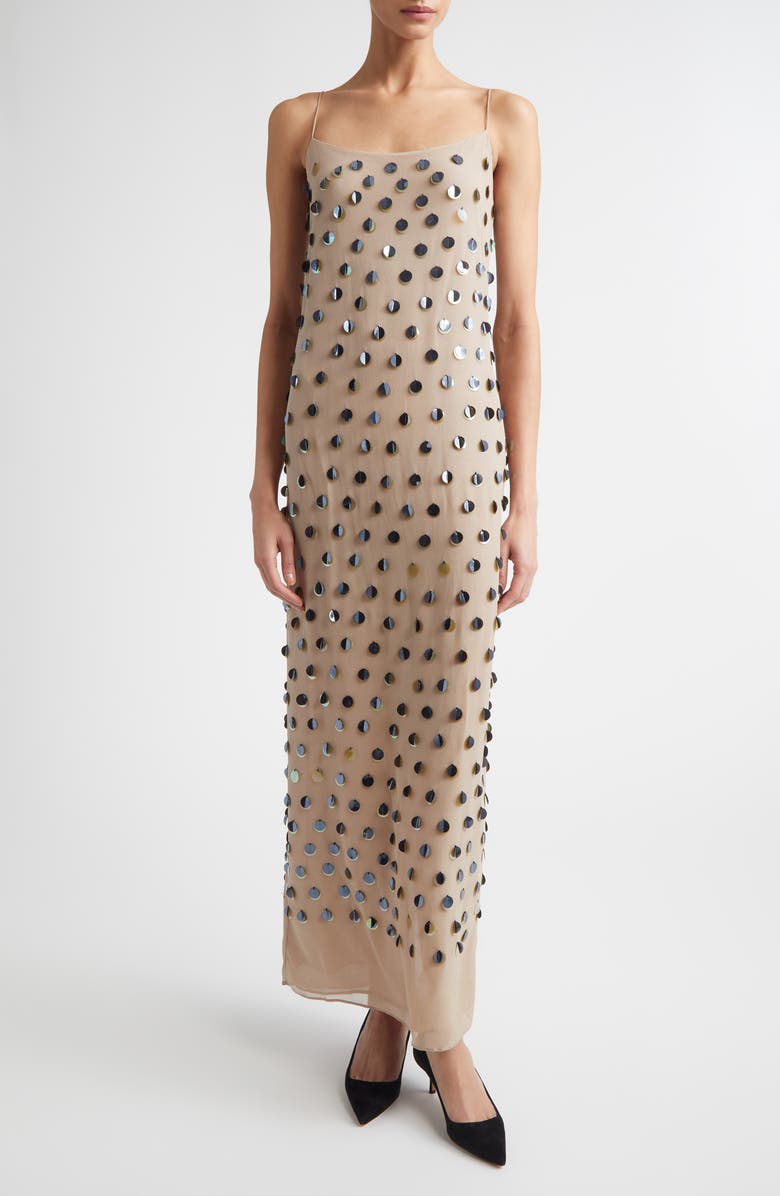 Lela Rose Paillette Embroidered Georgette Slipdress, Main, color, 