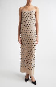 Lela Rose Paillette Embroidered Georgette Slipdress