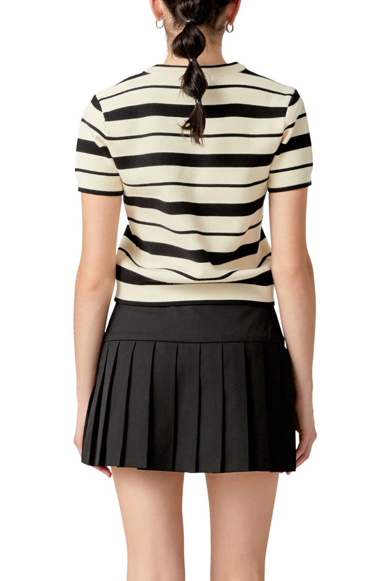 English Factory Stripe Short Sleeve Sweater, Alternate, color, 