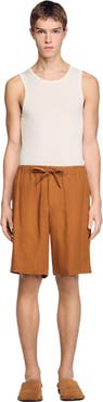 SANDRO Elastic waist linen shorts