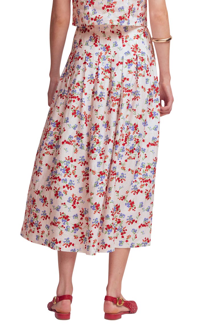 Valentina Linen Midi Skirt, Alternate, color, IVORY, BLOOM SCATTER