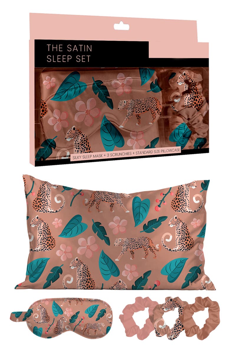 Luxury Home Satin 5-Piece Sleep Set, Alternate, color, Wild Safari