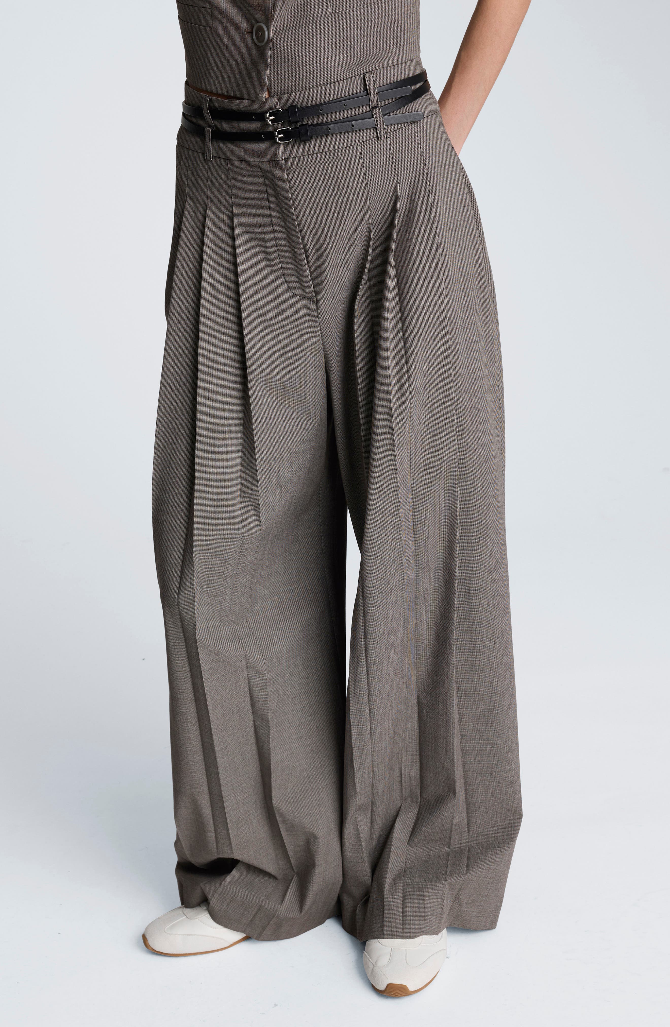 Kenneth Cole Double Pleat High Waist Wide Leg Pants