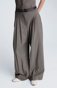 Kenneth Cole Double Pleat High Waist Wide Leg Pants