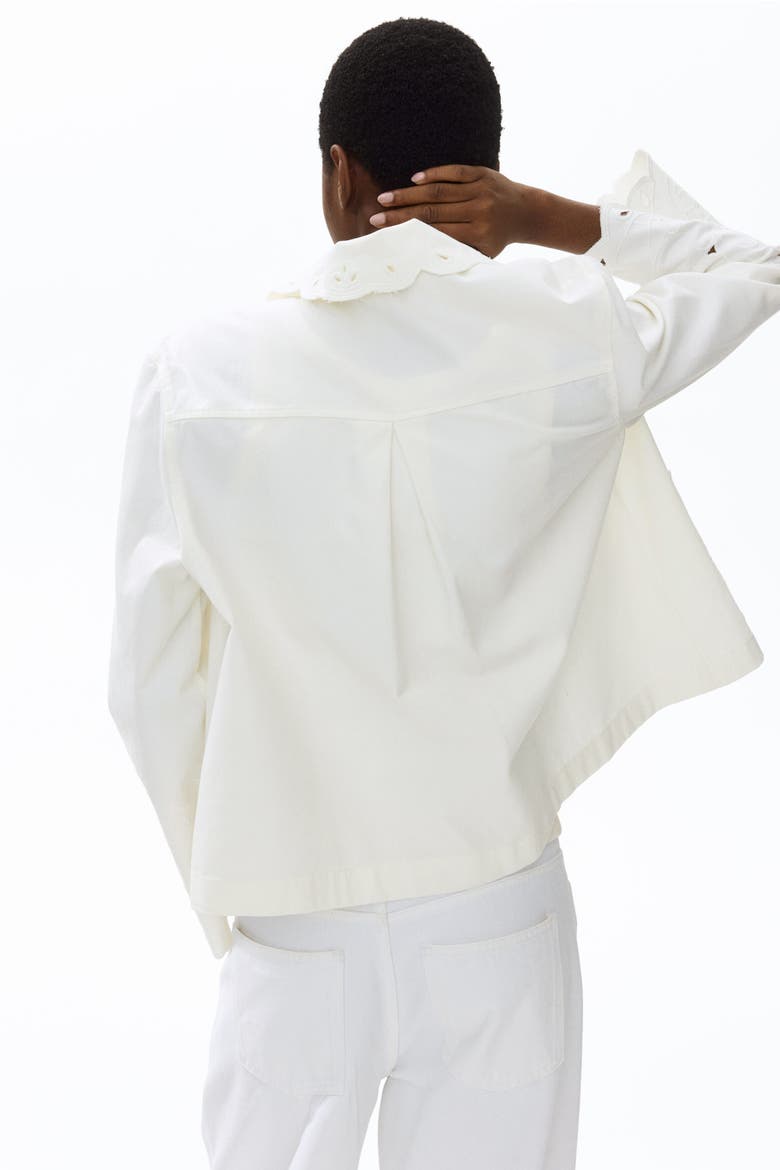 Broderie Anglaise Twill Jacket, Alternate, color, Cream