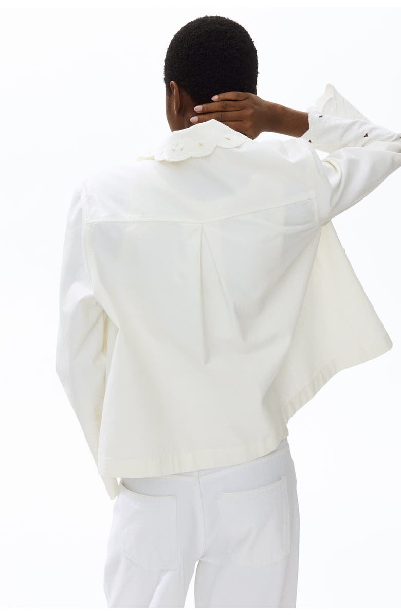 H&M Broderie Anglaise Twill Jacket, Alternate, color, Cream