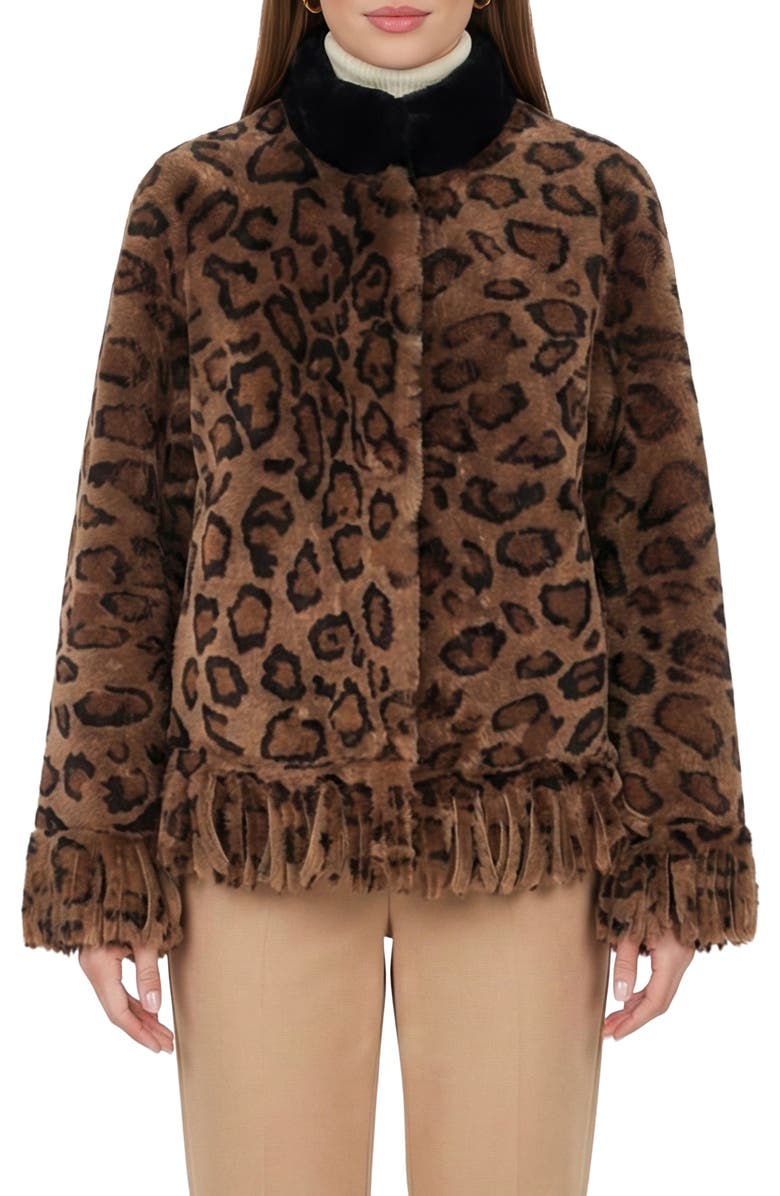 GORSKI Genuine Shearling Jacket With Fringes, Main, color, Lprd/Black