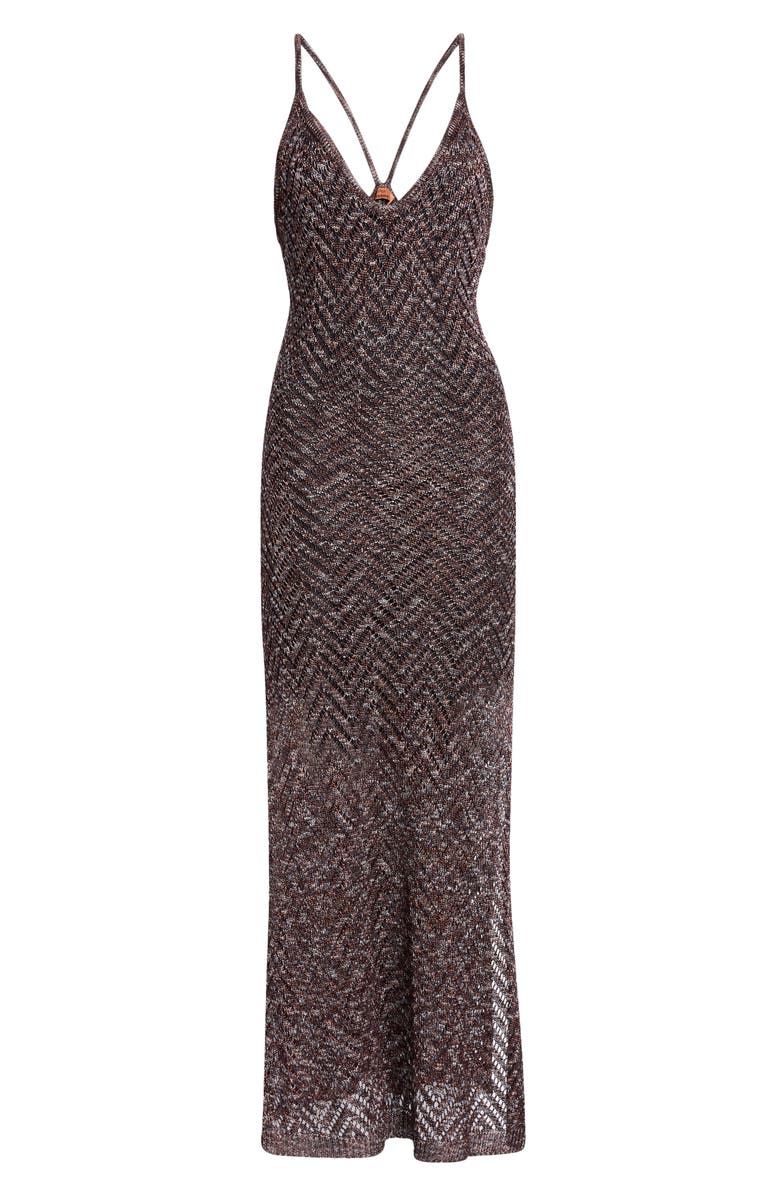 Missoni Scoop Neck Sleeveless Metallic Knit Chevron Maxi Dress, Alternate, color, 