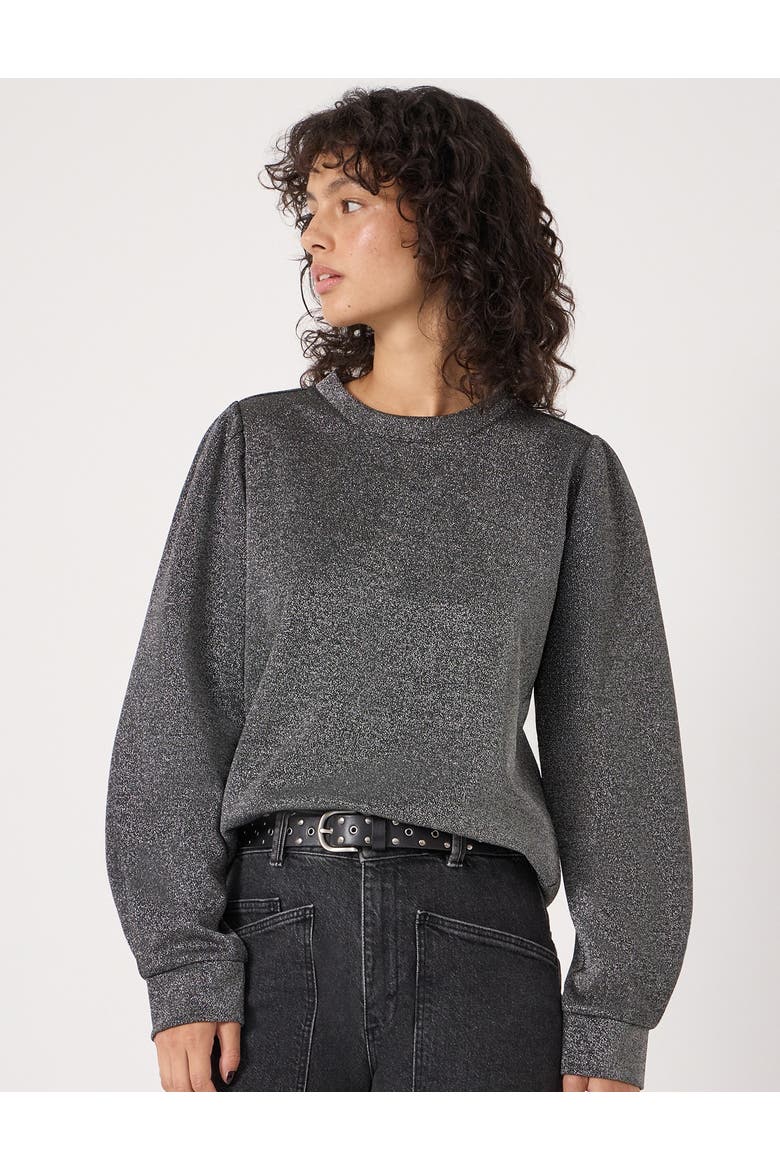 Emily Sparkle Puff Sleeve Jersey Top, Main, color, Gunmetal Grey
