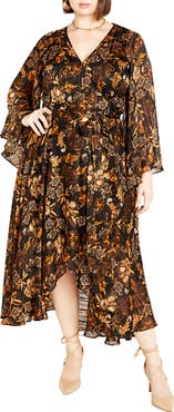 City Chic Cameron Paisley Faux Wrap Maxi Dress