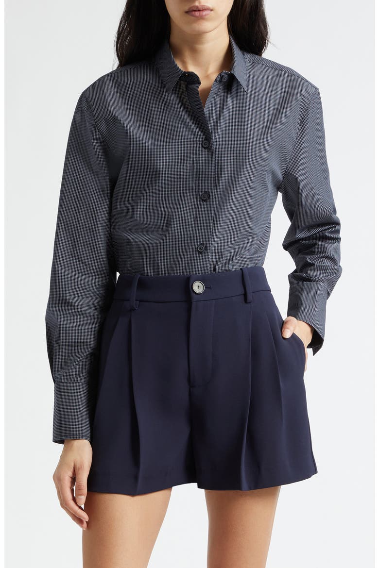 Micro Grid Cotton Button-Up Shirt, Main, color, TWILIGHT/ OFF WHITE