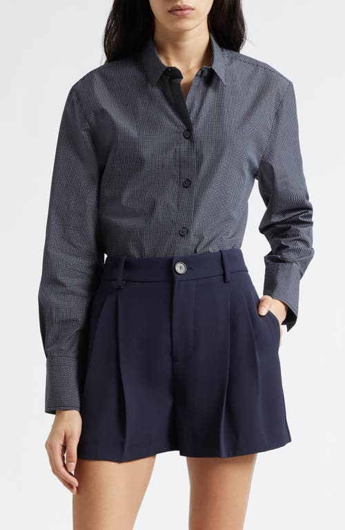Vince Micro Grid Cotton Button-Up Shirt in Twilight/off White at Nordstrom, Size X-Large