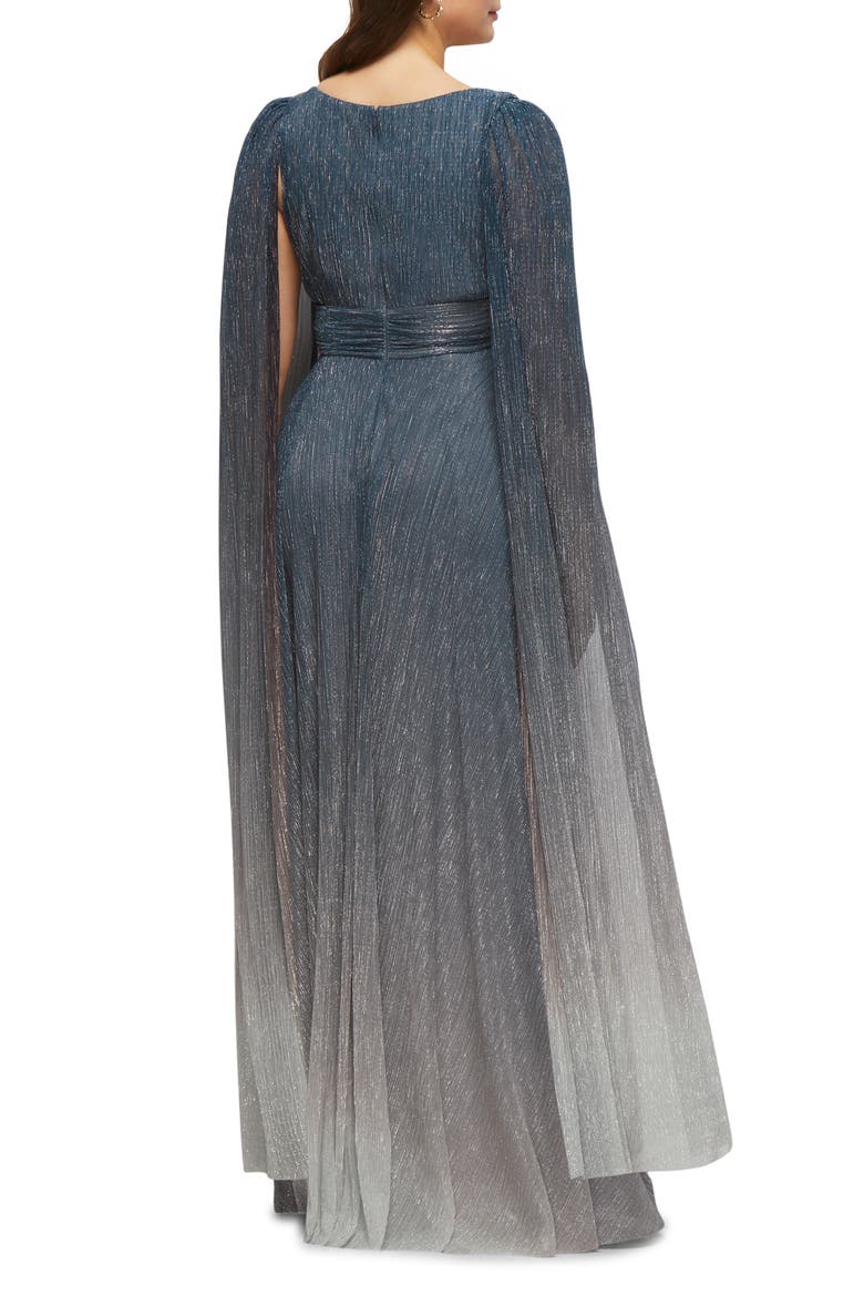 Metallic Cape Sleeve Gown, Alternate, color, COSMIC BLUE