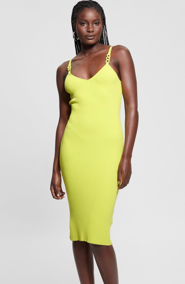 GUESS Gina Linked Ring Detail Rib Minidress, Alternate, color, 