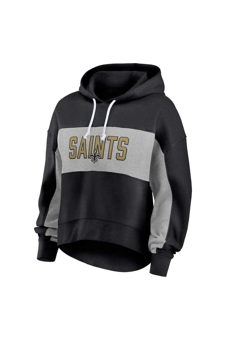 Women's Fanatics Branded  Black New Orleans Saints Filled Stat Sheet Lighweight Modest Crop Hoodie, Alternate, color, Black