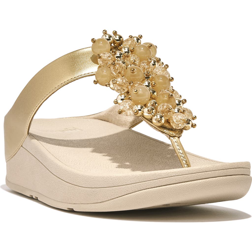 Fitflop Fino Bauble-bead Toe-post Sandals In Silver