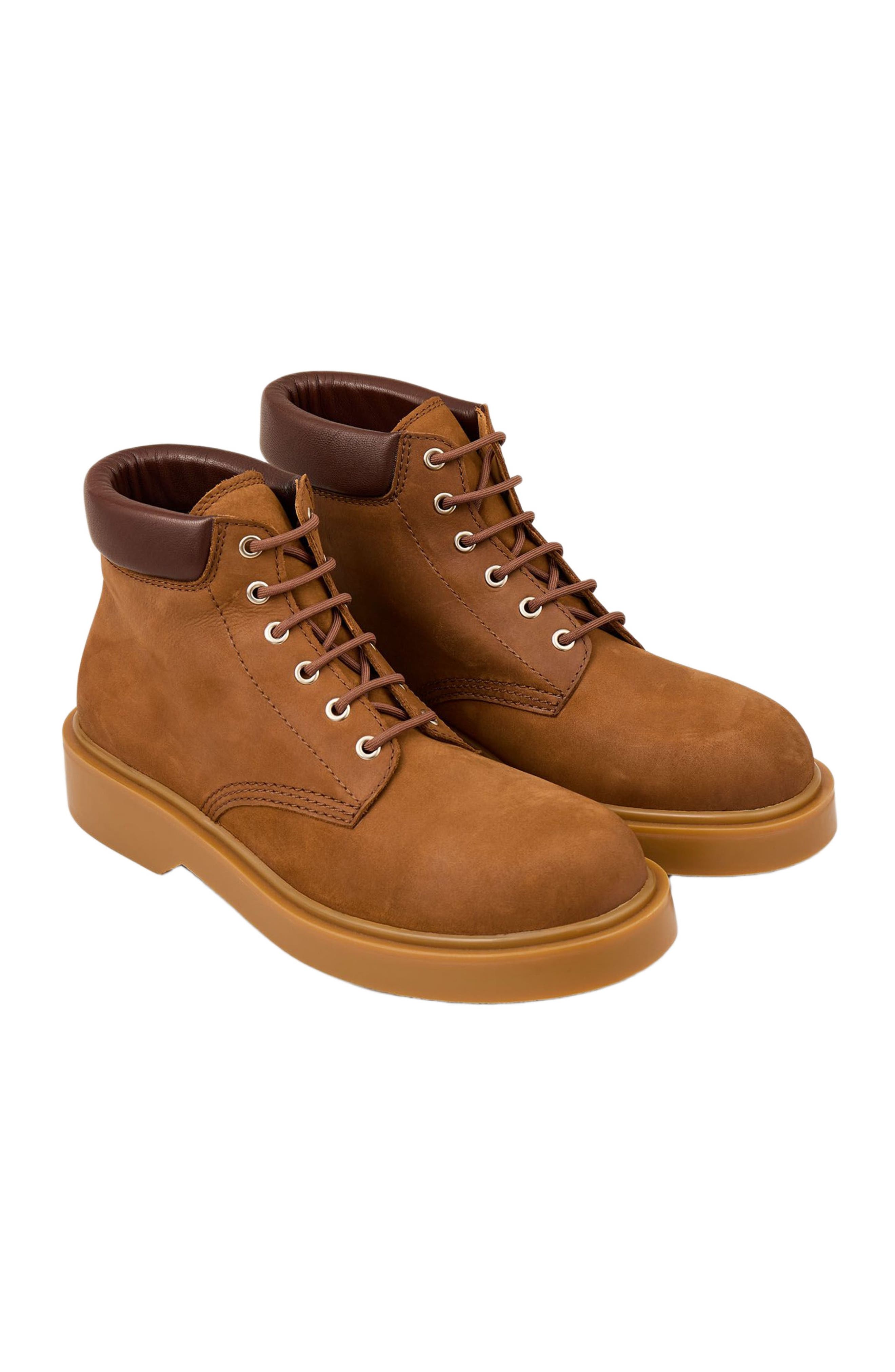 SANDRO Nubuck and leather boots, Alternate, color, Cognac