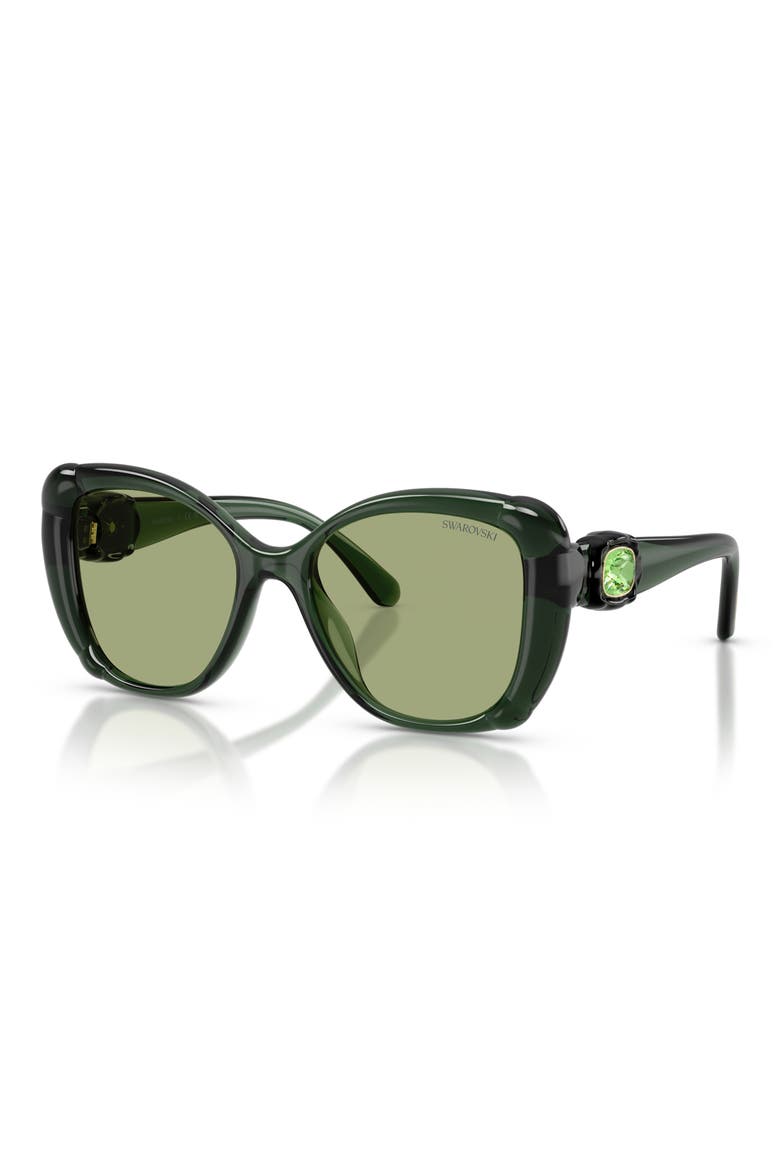 53mm Butterfly Sunglasses, Alternate, color, TRANSPARENT GREEN / GREEN
