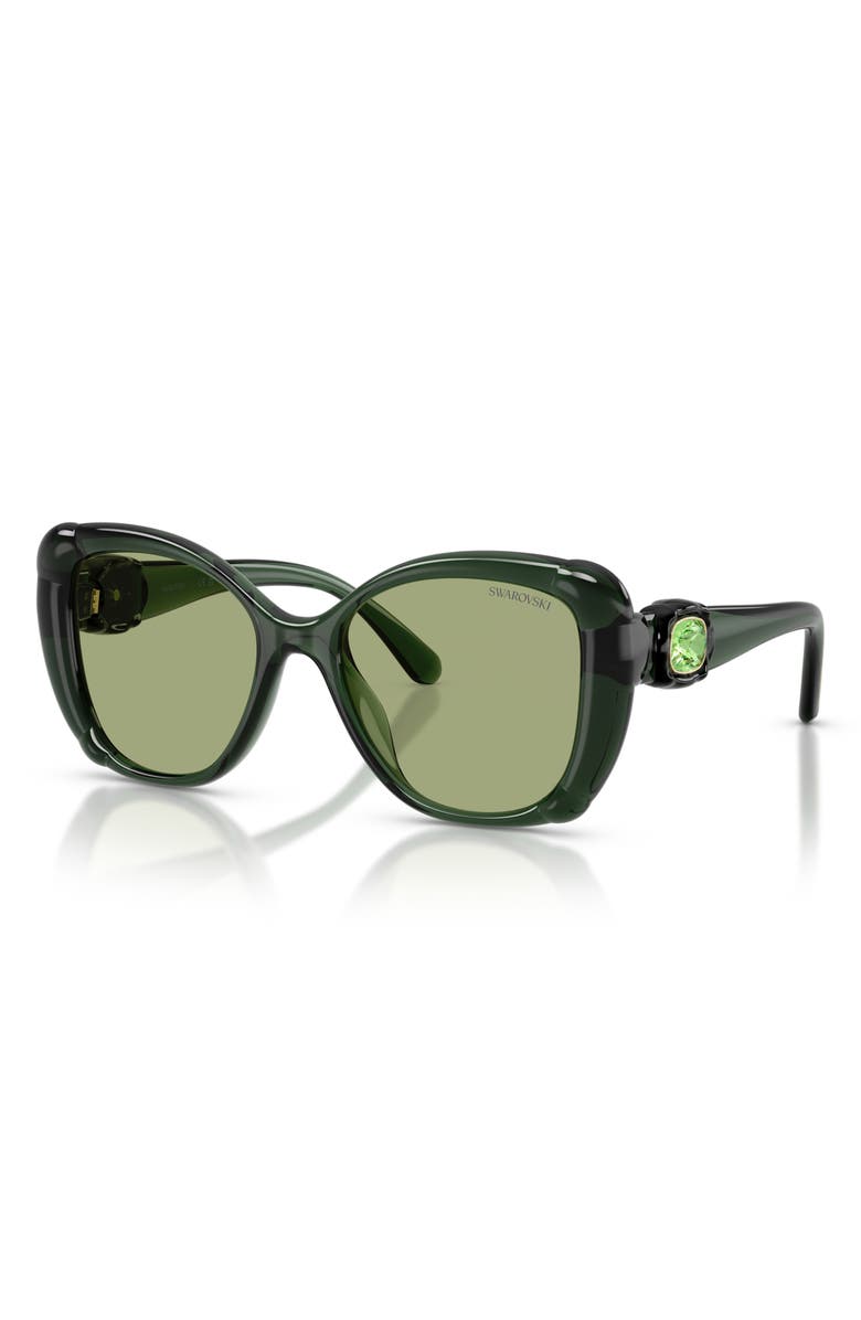 Swarovski 53mm Butterfly Sunglasses, Alternate, color, Transparent Green / Green
