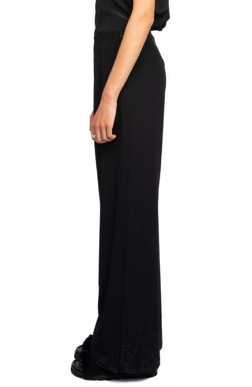 Zadig & Voltaire Papel Crystal Embellished Wide Leg Pants In Black