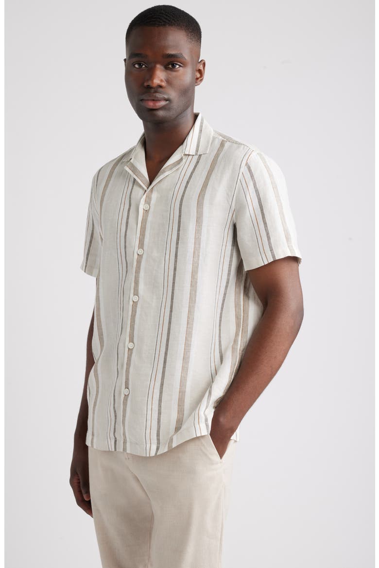 Stripe Linen Camp Shirt, Alternate, color, BEIGE BRUCE STRIPE