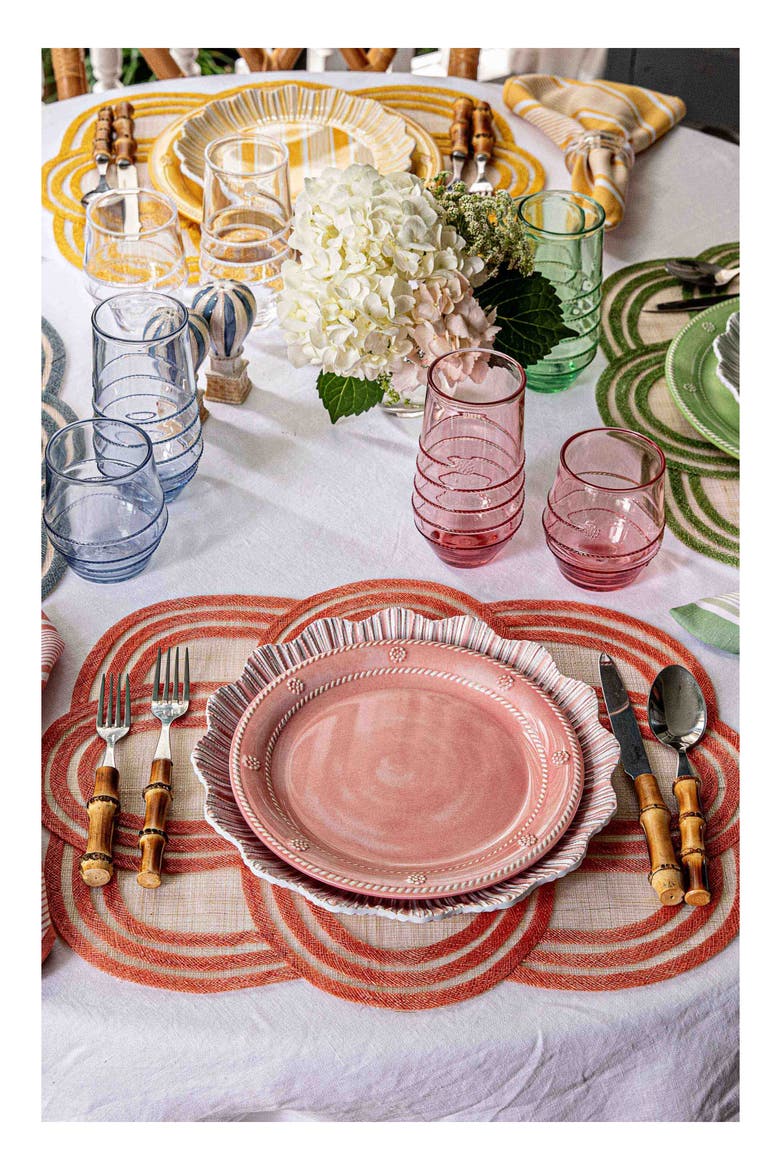 Berry & Thread Set of 4 Melamine Dessert Plates, Alternate, color, CORAL