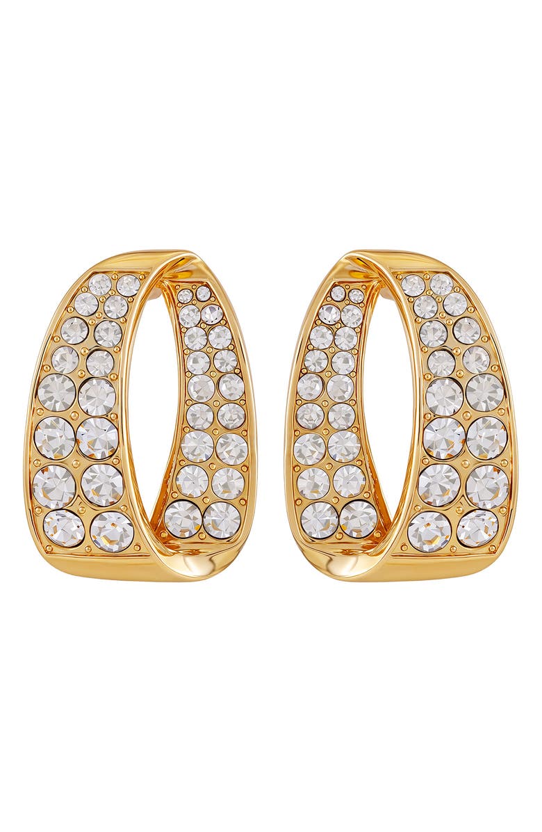 Vince Camuto Pavè Open Hoop Earrings, Main, color, Gold Tone