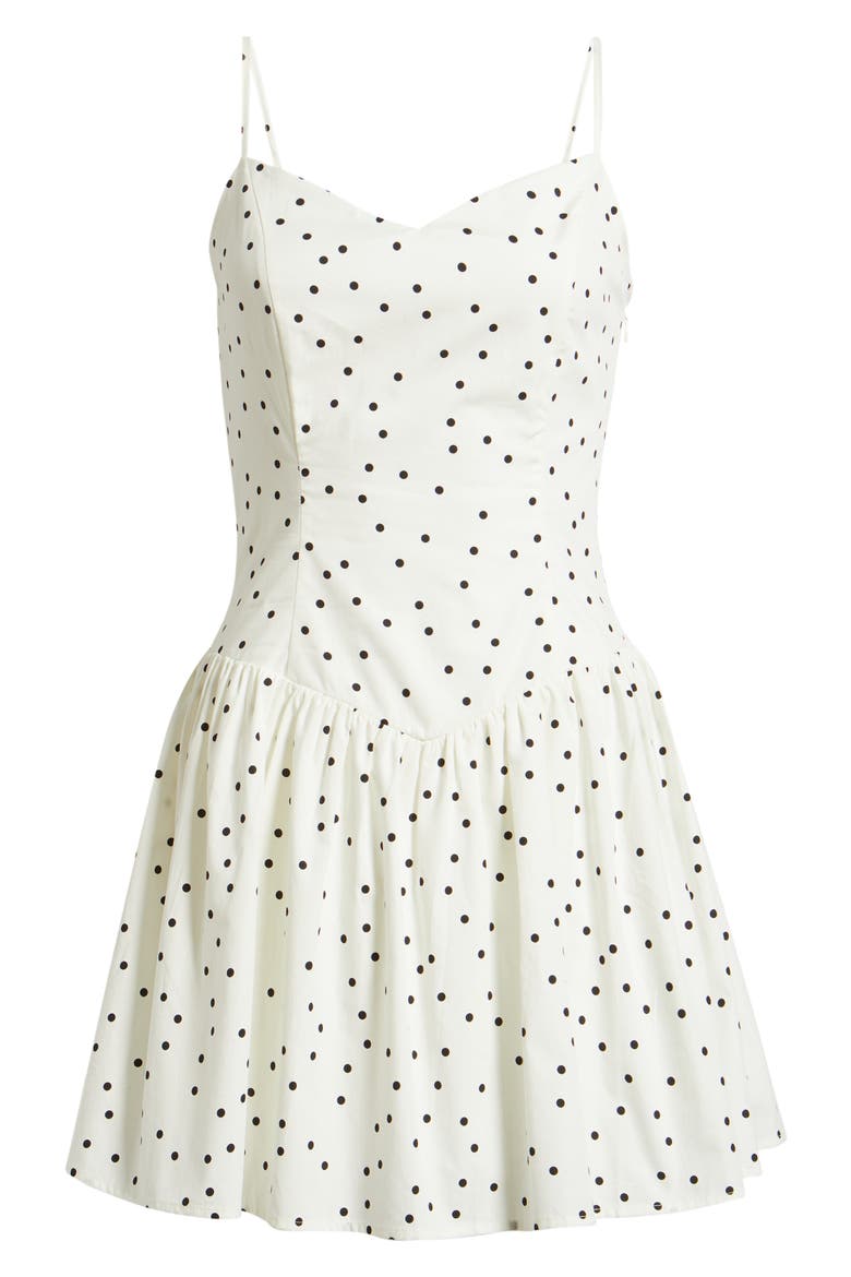 Polka Dot Cotton Minidress, Alternate, color, IVORY- BLACK EDIT DOT