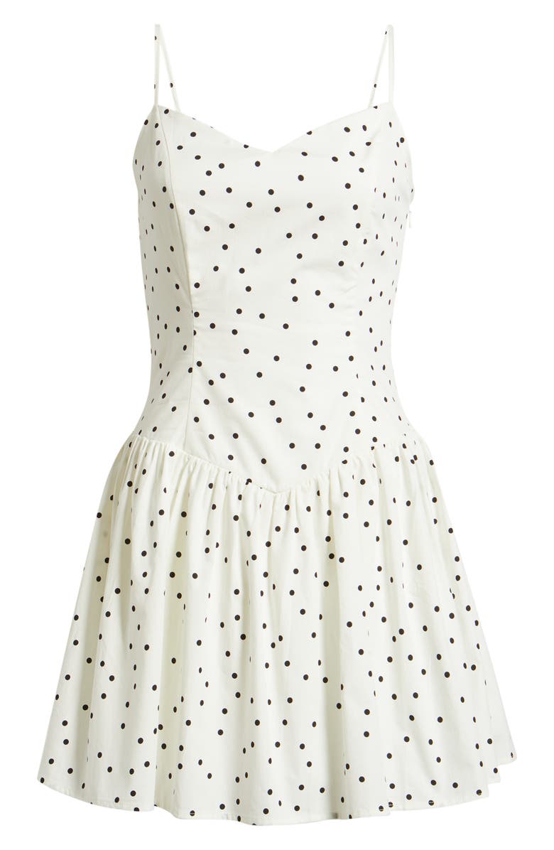 BP. Polka Dot Cotton Minidress, Alternate, color, Ivory- Black Edit Dot