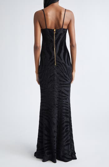 Zebra Stripe Velvet Gown