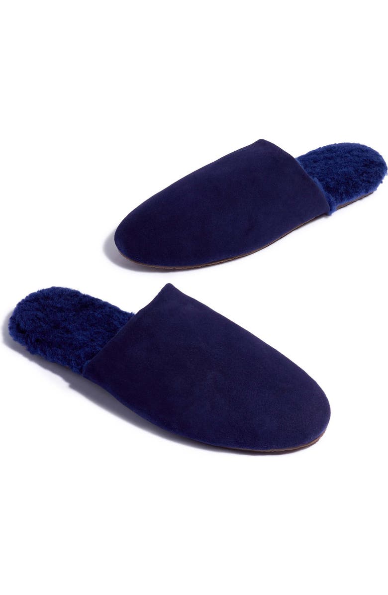 TKEES Ines Genuine Shearling Slipper, Main, color, Navy