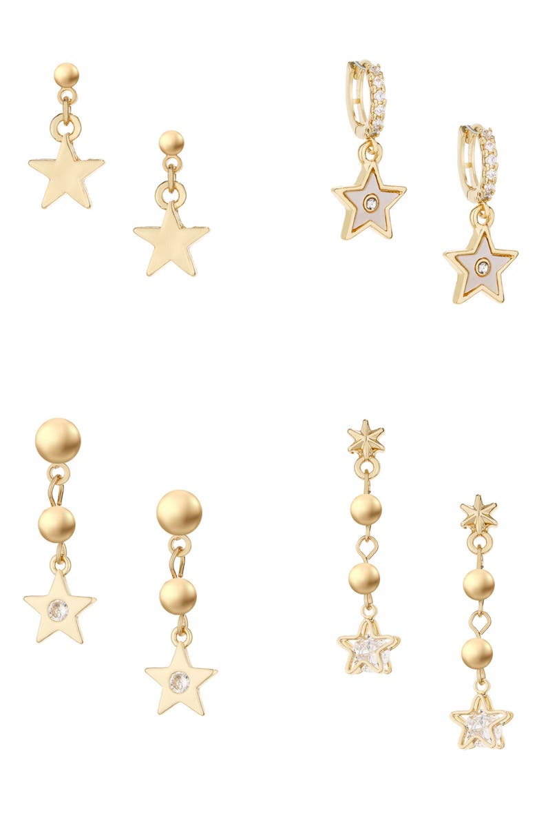 Ettika 4-Pack Star Drop Earrings, Main, color, Gold