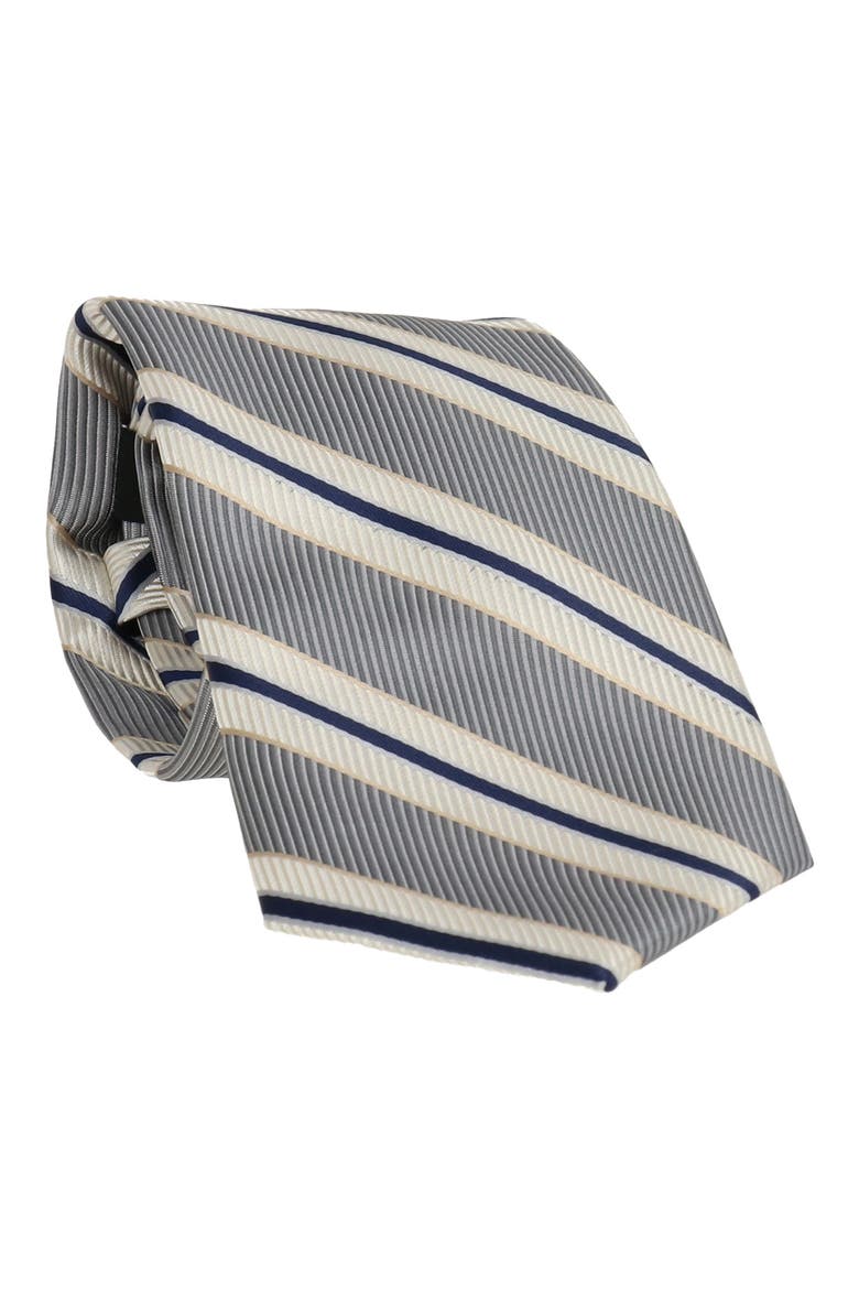 Wide Stripe Tie, Main, color, SILVER NAVY