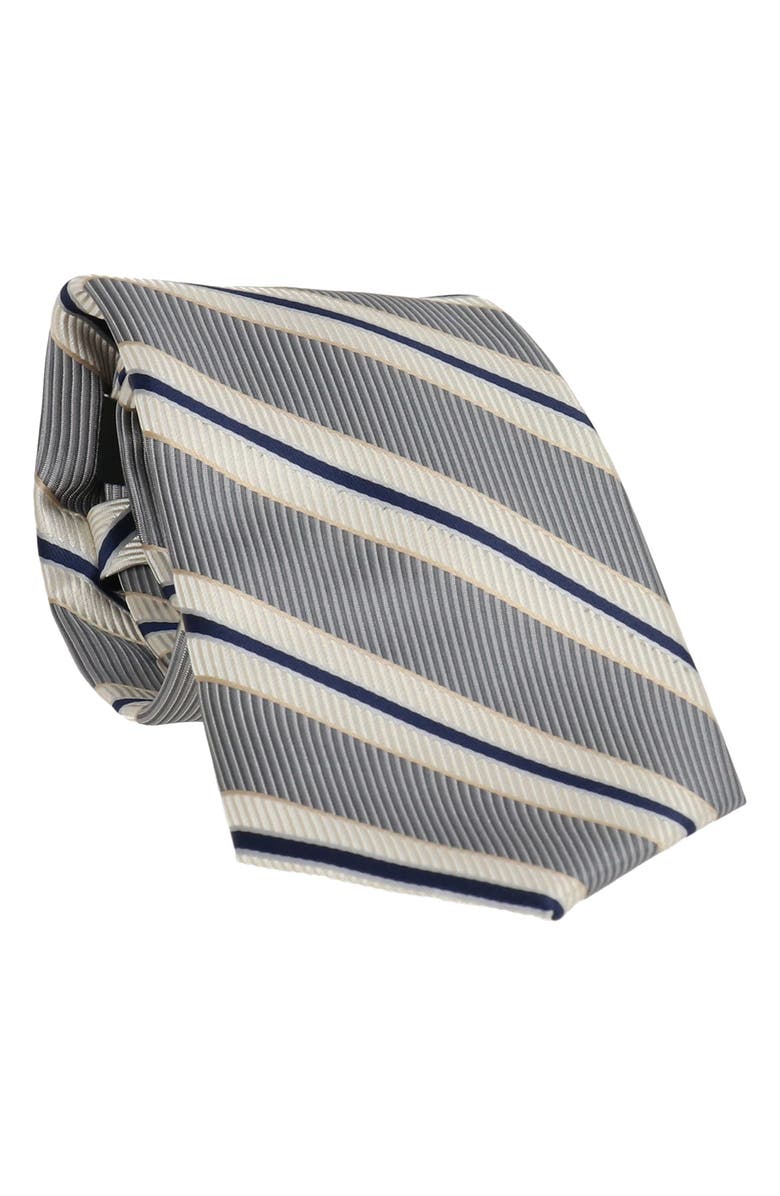 Scotch & Soda Wide Stripe Tie, Main, color, Silver Navy