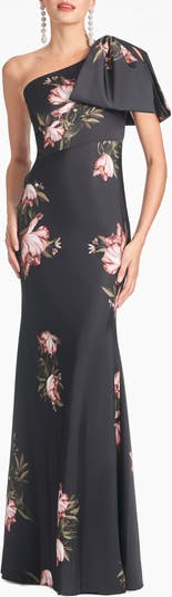 Sachin Babi Aubrey Floral One-Shoulder Satin Crepe Mermaid Gown