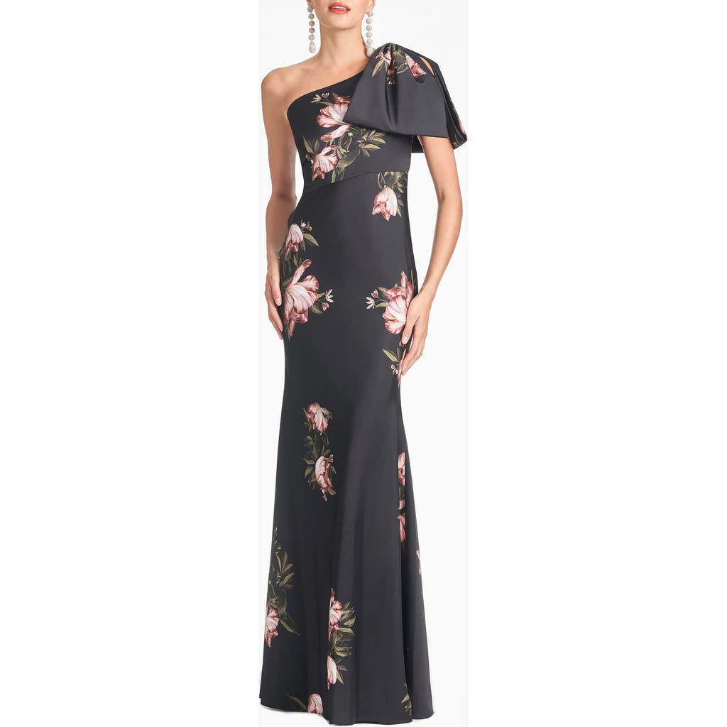 Sachin & Babi Aubrey Floral One-shoulder Satin Crepe Mermaid Gown