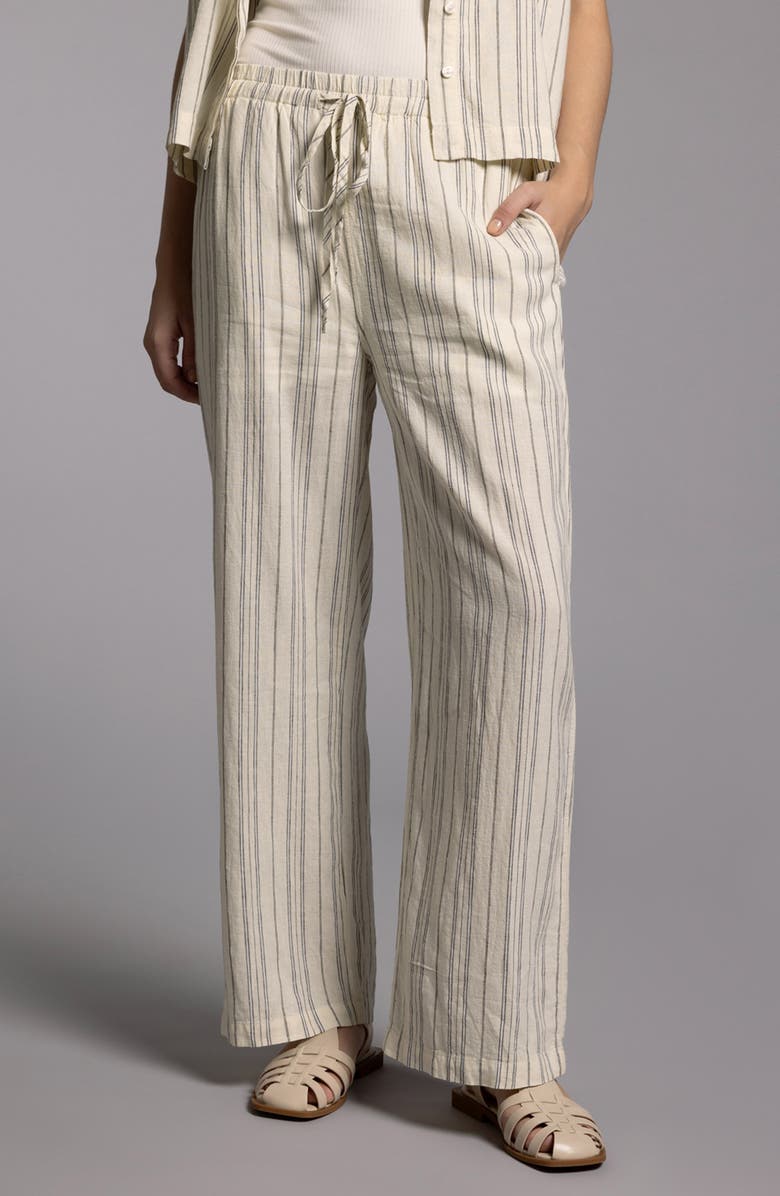 WEEKEND LOS ANGELES Elise Stripe Linen Blend Drawstring Pants, Alternate, color, Ivory