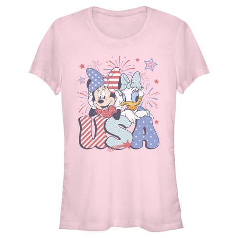 Junior's Minnie and Daisy American Duo Short Sleeve Graphic T-Shirt