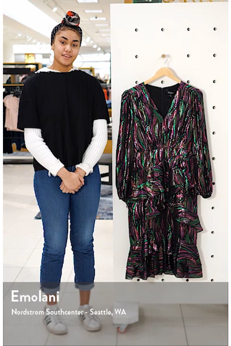 Alya Metallic Silk Blend Long Sleeve Dress video