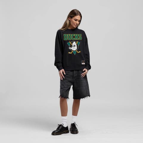 Women's Mitchell & Ness Black Anaheim Ducks Core Oversized Sweatshirt