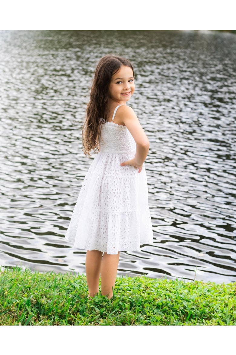 Lila Smocked Eyelet Tiered Dress, Alternate, color, Fresh White Eyelet