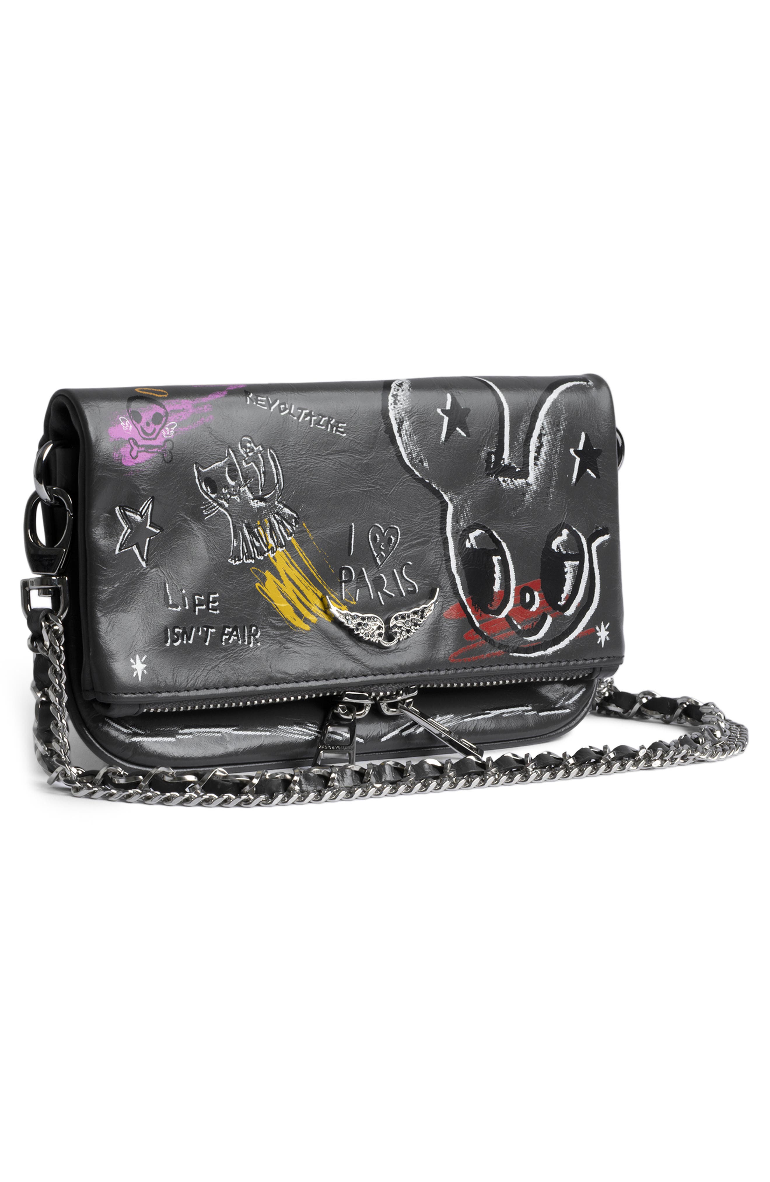 Zadig & Voltaire Nano Rock Humberto Clutch, Alternate, color, Road