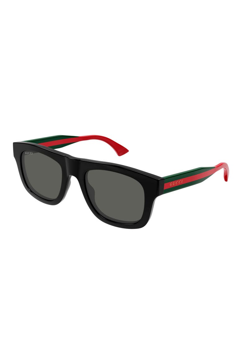 52mm Square Sunglasses, Alternate, color, BLACK