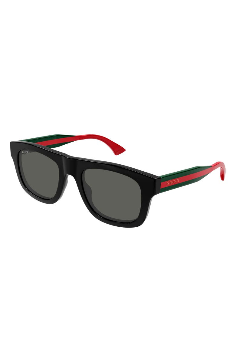 Gucci 52mm Square Sunglasses, Alternate, color, Black
