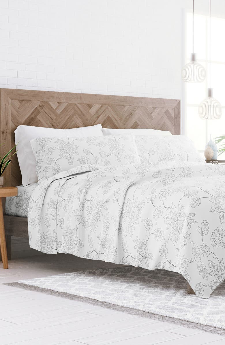 HOMESPUN HOME SPUN Premium Ultra Soft Vine Pattern 4-Piece Bed Sheet Set, Alternate, color, Gray